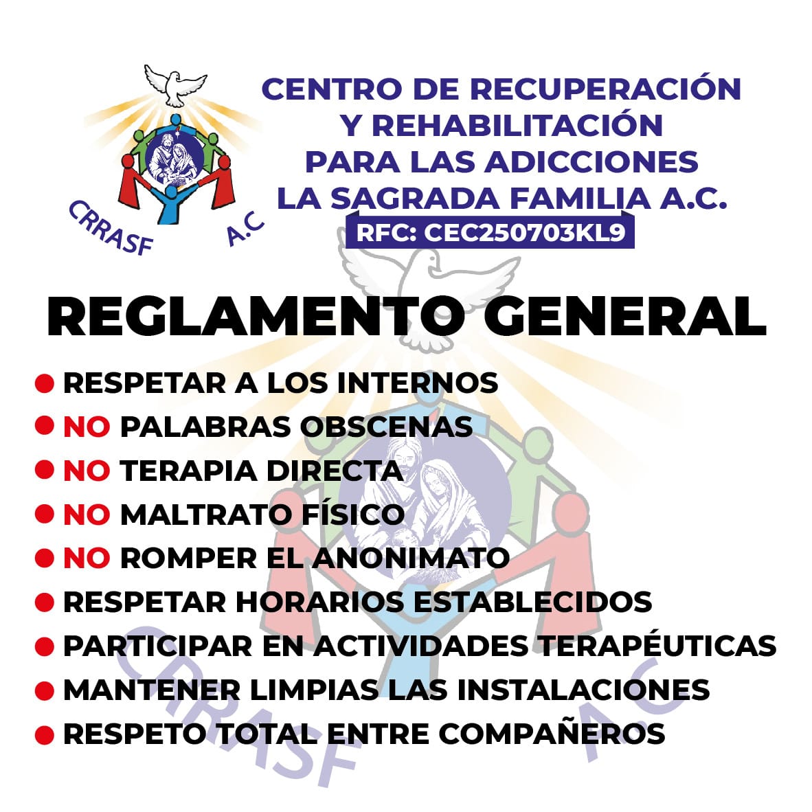 Reglamento interno del Centro de Rehabilitación La Sagrada Familia